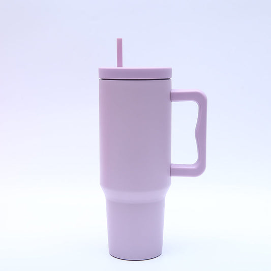 40 oz. Stainless Steel Modern Tumbler with Handle & Straw - Lavender-1