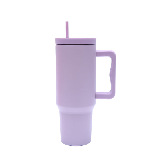 40 oz. Stainless Steel Modern Tumbler with Handle & Straw - Lavender-0