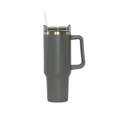 40 Oz Stainless Steel Tumbler with Handle & Straw - Grey-0