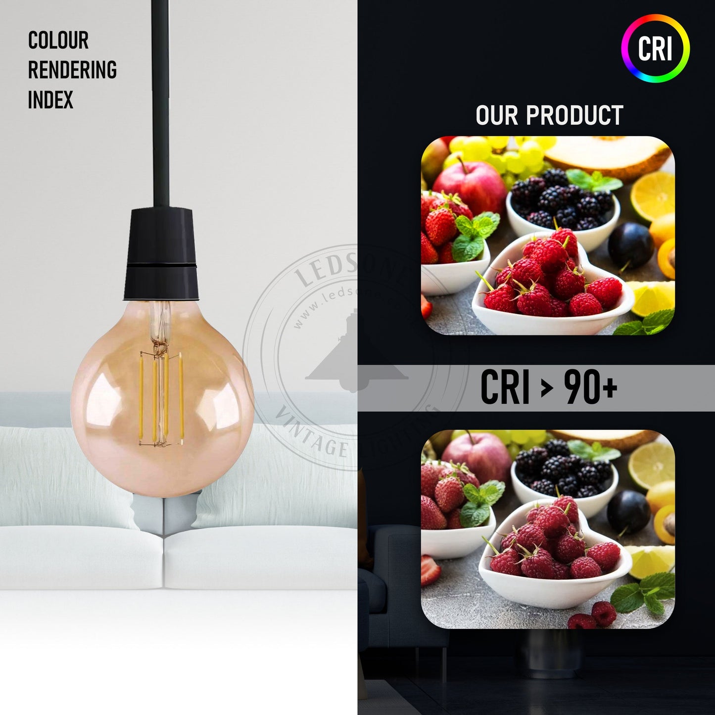 6 Pack G95 Bulb E27 4W LED Globe Vintage LED Retro Light Bulbs~4167-3