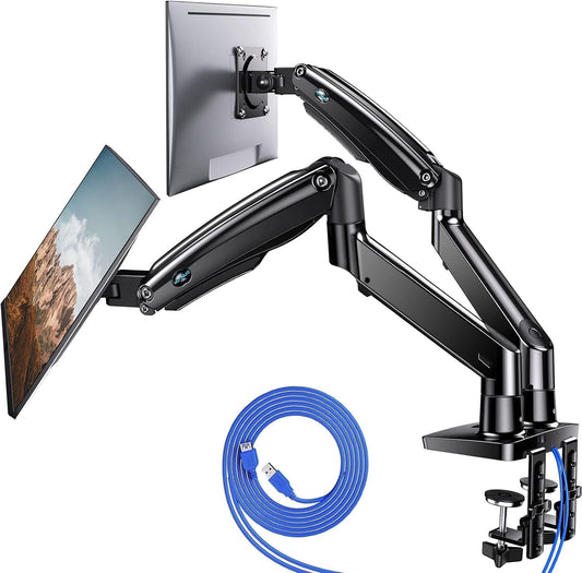 Dual Monitor Stand with USB, Height Adjustable-0