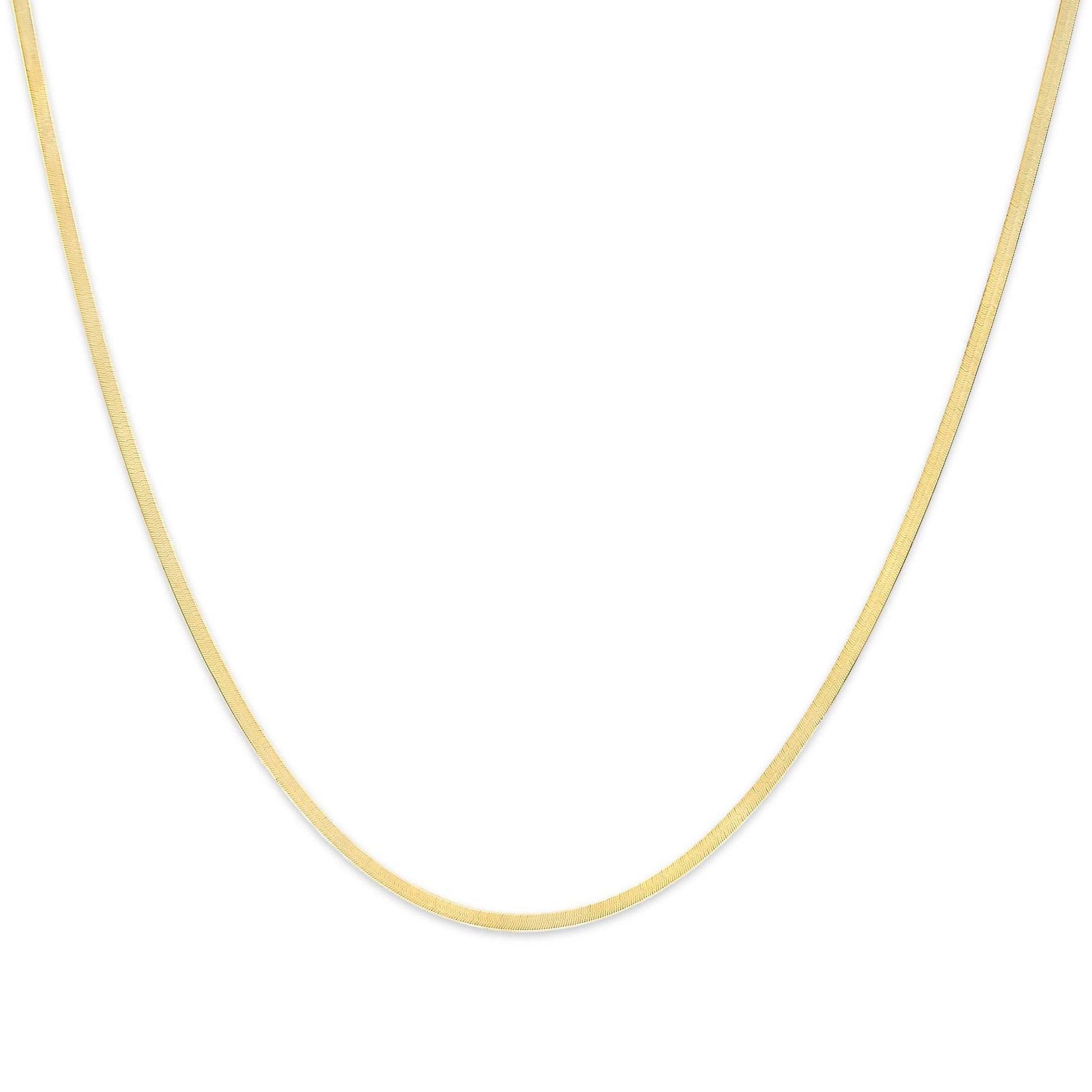 Unisex Solid 14K Gold 2.8mm Imperial Herringbone Chain Necklace-0