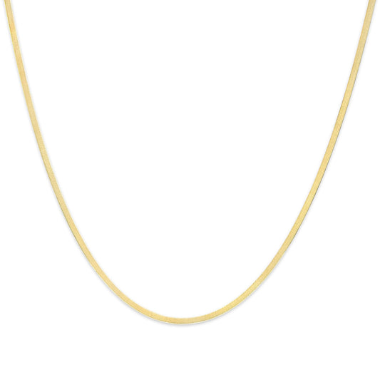 Unisex Solid 14K Gold 2.8mm Imperial Herringbone Chain Necklace-0