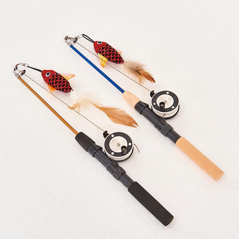 Funny Feather Fish Teaser: Interactive Retractable Cat Toy-3