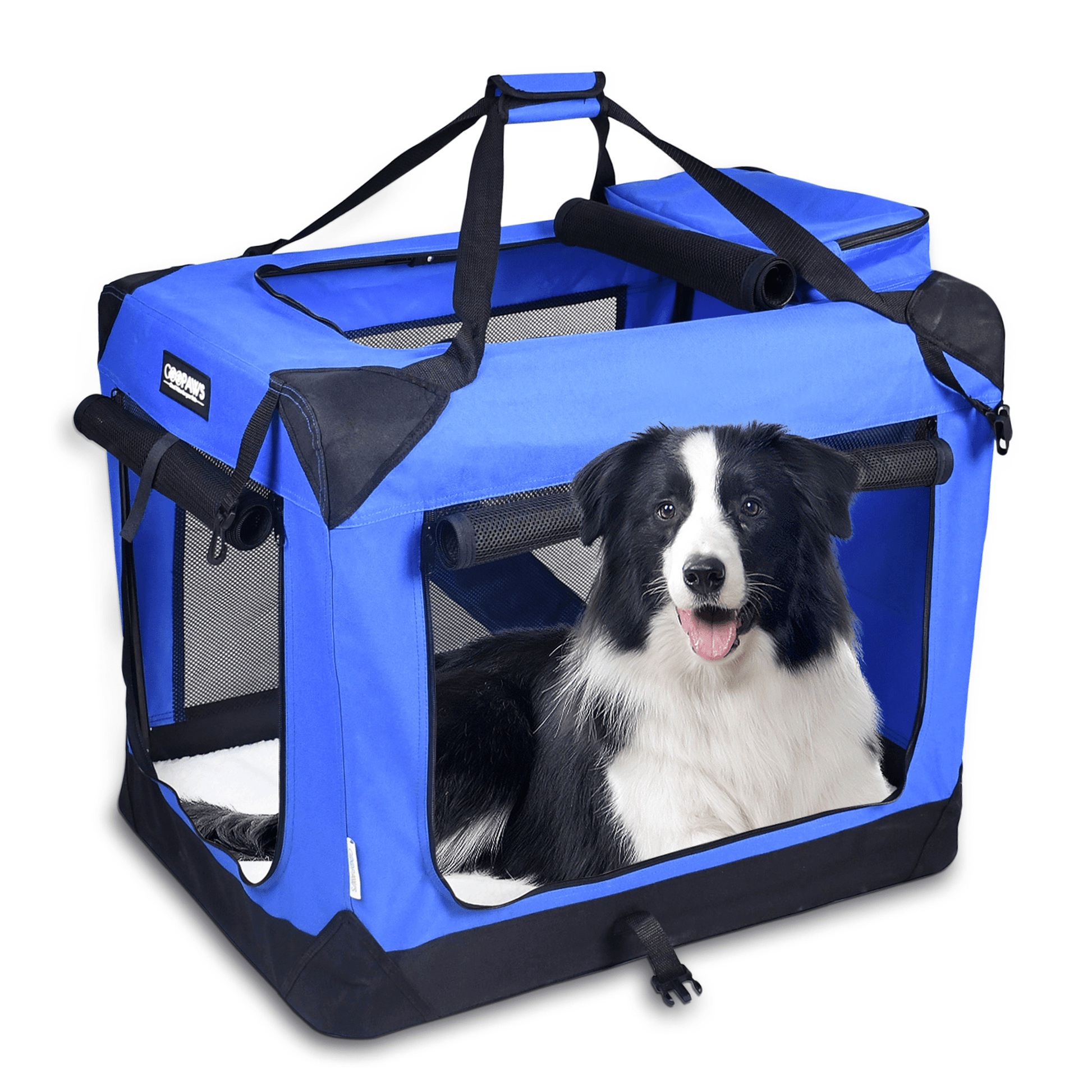 JESPET 3-Door Soft-Sided Folding Pet Crate with Fleece Mat-2