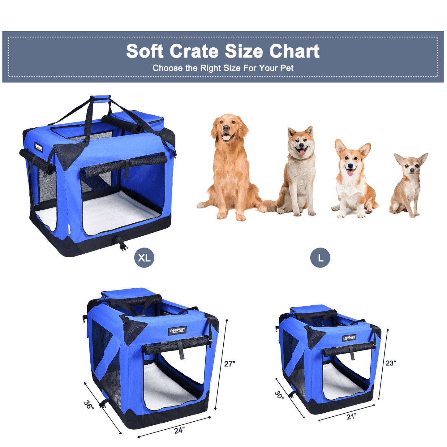 JESPET 3-Door Soft-Sided Folding Pet Crate with Fleece Mat-4