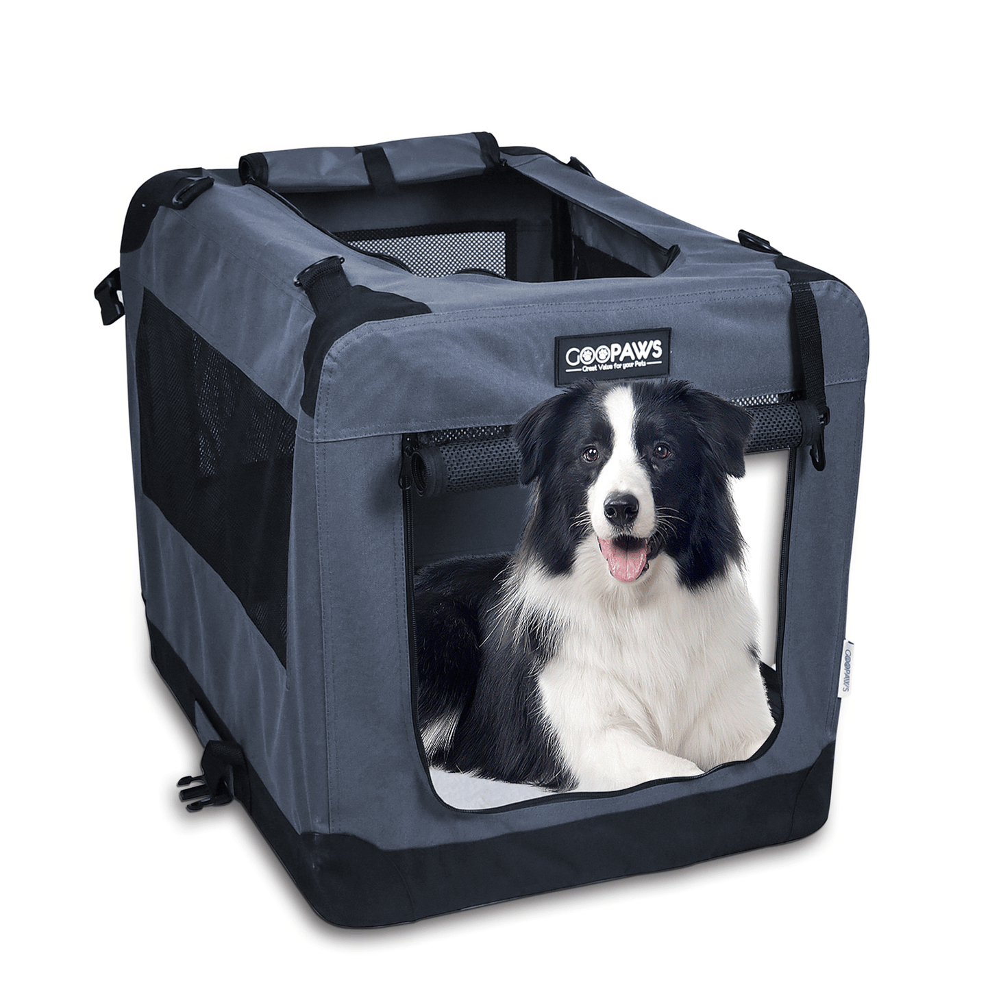 JESPET 3-Door Soft-Sided Folding Pet Crate with Fleece Mat-7