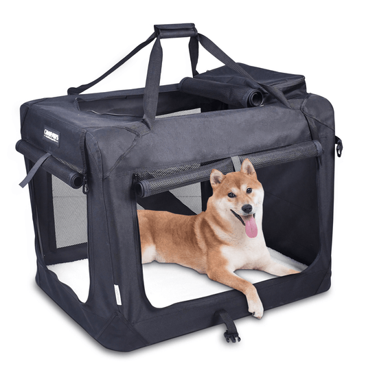 JESPET 3-Door Soft-Sided Folding Pet Crate with Fleece Mat-10