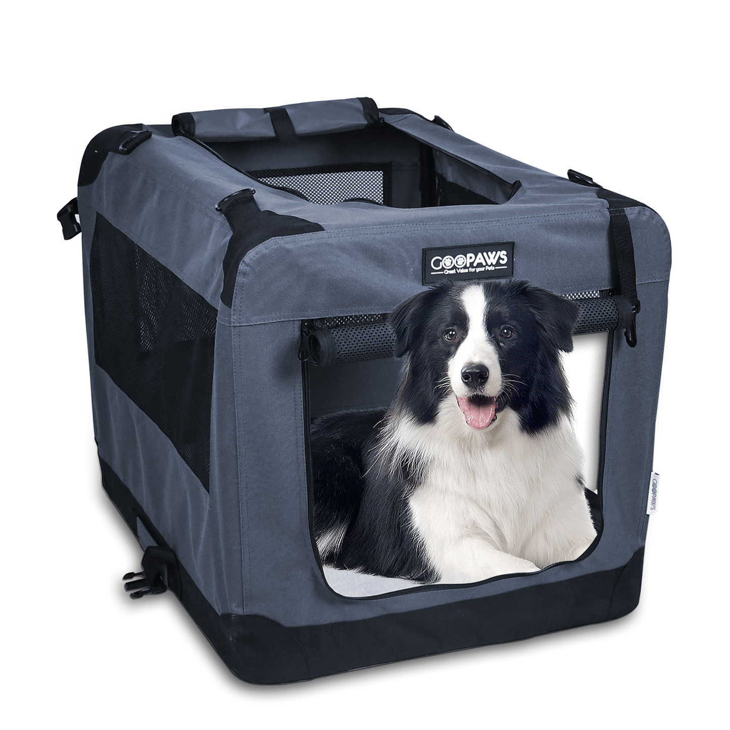 JESPET 3-Door Soft-Sided Folding Pet Crate with Fleece Mat-11