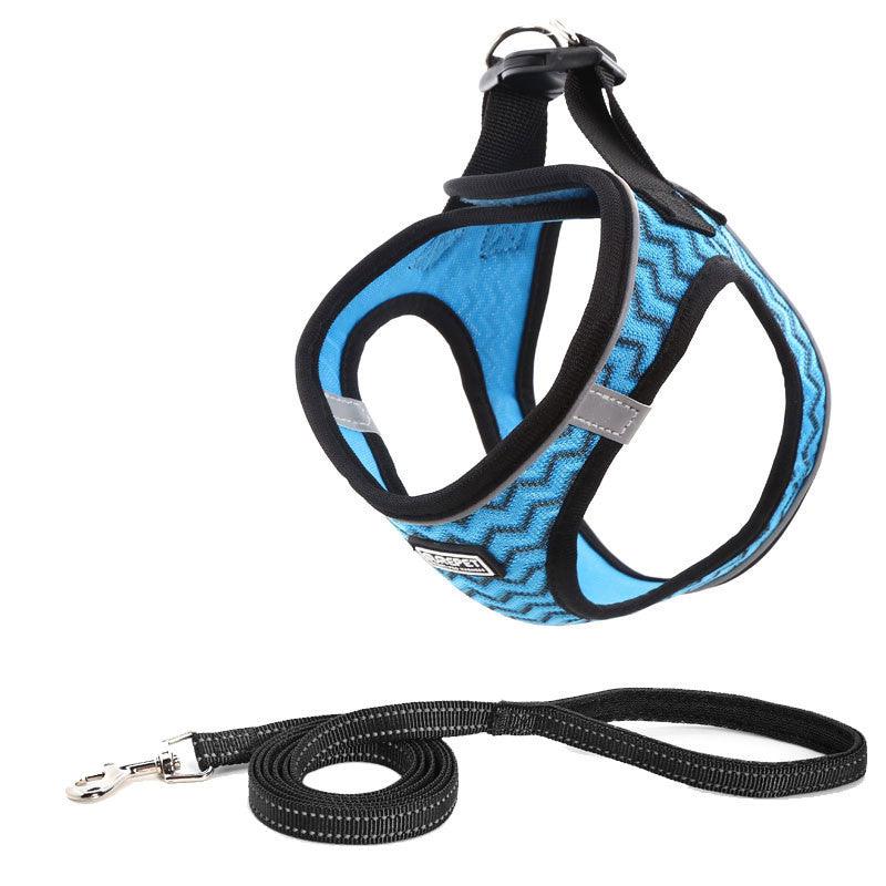 Reflective Mesh Dog Leash And Harness Set - Lightweight And Comfortable Traction Suit For Dogs-3