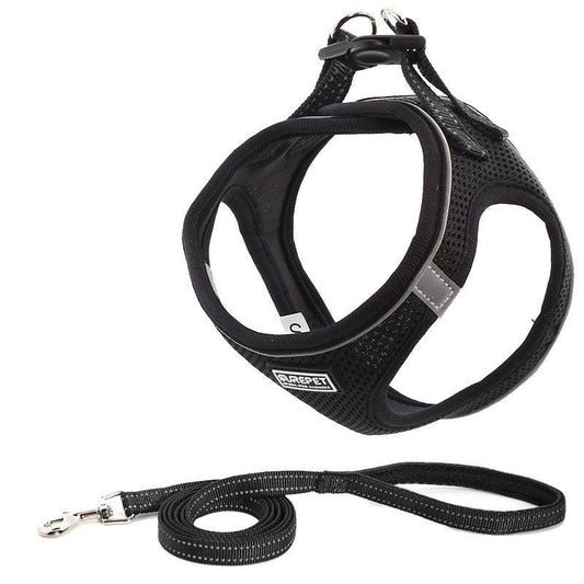 Reflective Mesh Dog Leash And Harness Set - Lightweight And Comfortable Traction Suit For Dogs-0