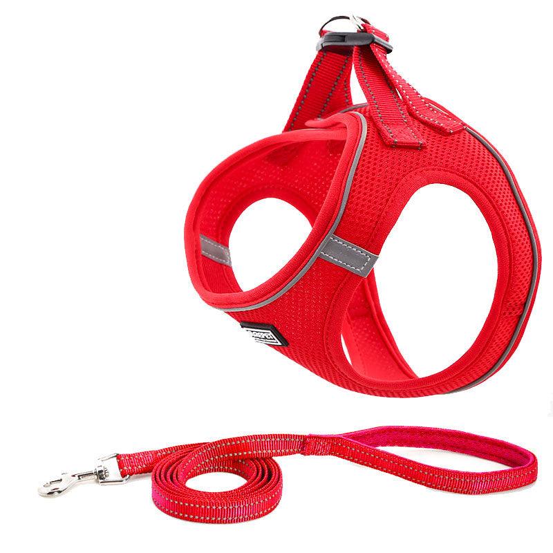 Reflective Mesh Dog Leash And Harness Set - Lightweight And Comfortable Traction Suit For Dogs-2