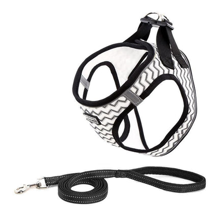 Reflective Mesh Dog Leash And Harness Set - Lightweight And Comfortable Traction Suit For Dogs-1