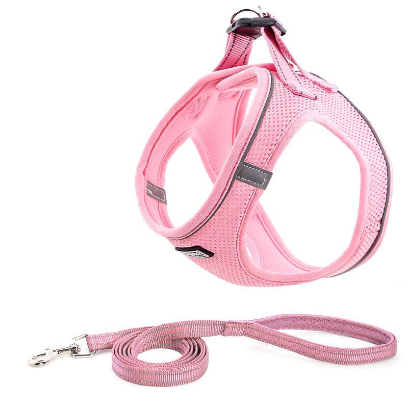 Reflective Mesh Dog Leash And Harness Set - Lightweight And Comfortable Traction Suit For Dogs-5