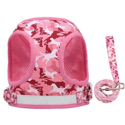 Reflective Adventure Pet Harness With Printed Leash-5