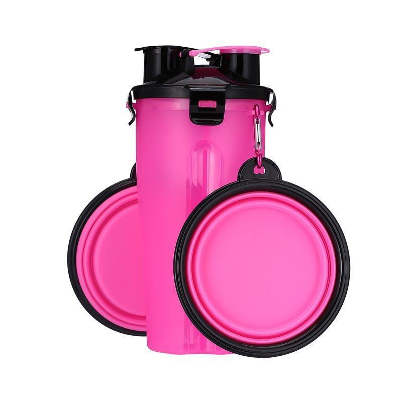 2 In 1Pet Water Bottle Dispenser Travel Portable Dog Cat Drinking Silicone Bowl-14