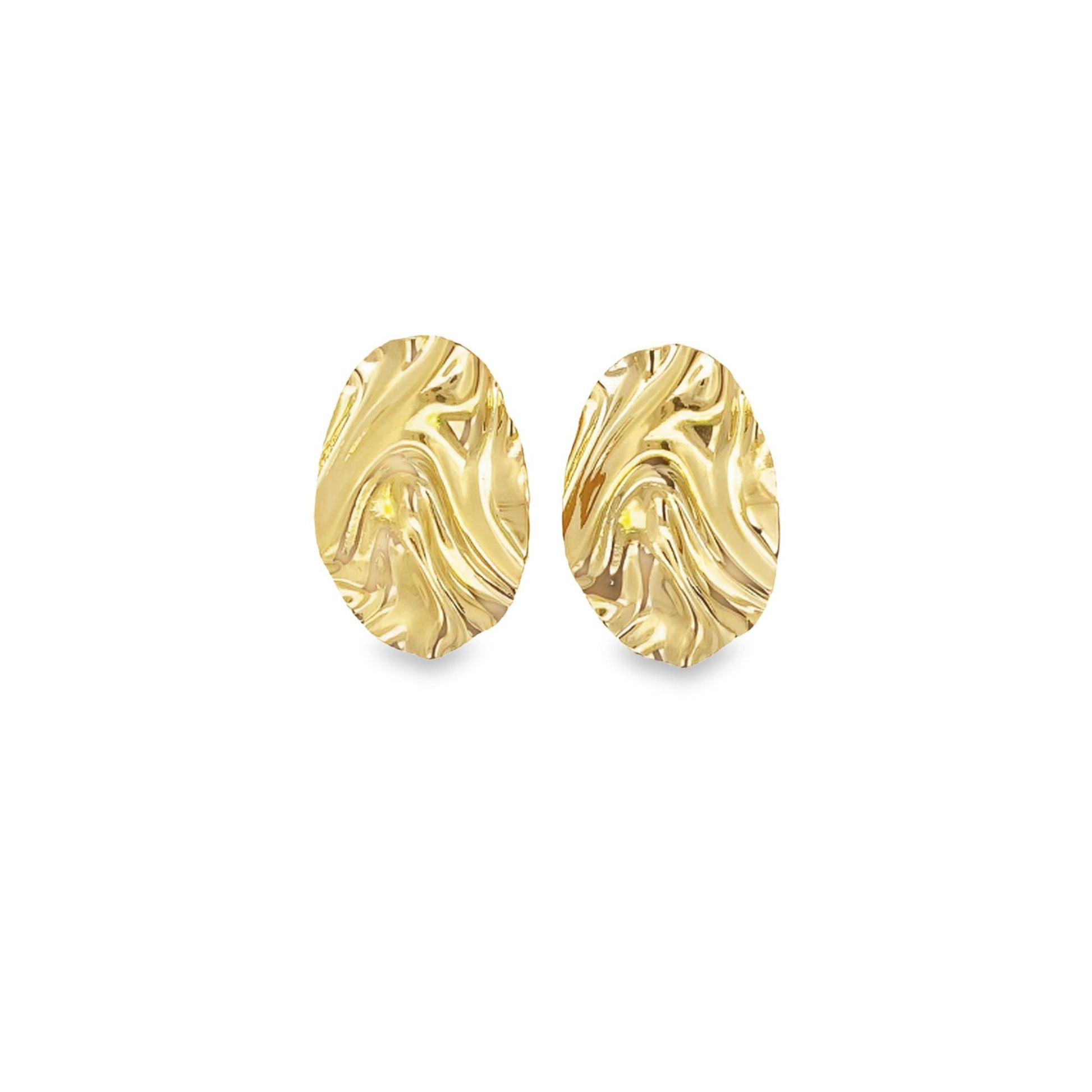 18K Gold Filled Oval Minimalist Stud Earrings (J283)-0