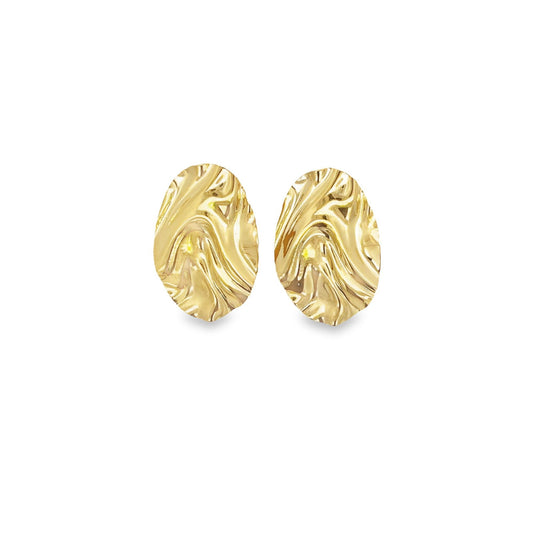 18K Gold Filled Oval Minimalist Stud Earrings (J283)-0