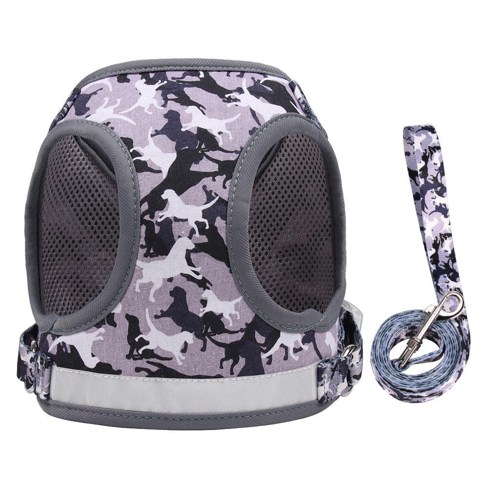 Reflective Adventure Pet Harness With Printed Leash-2