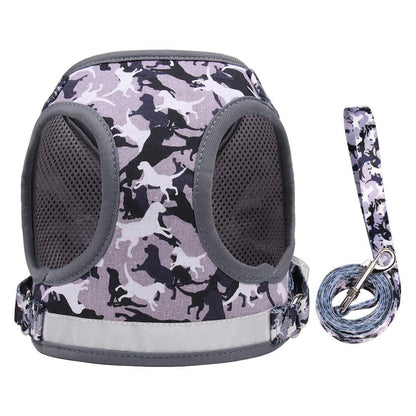 Reflective Adventure Pet Harness With Printed Leash-2