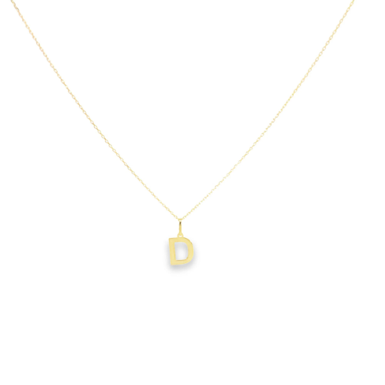 14K Solid Gold Personalized Letter Pendant Necklace-1