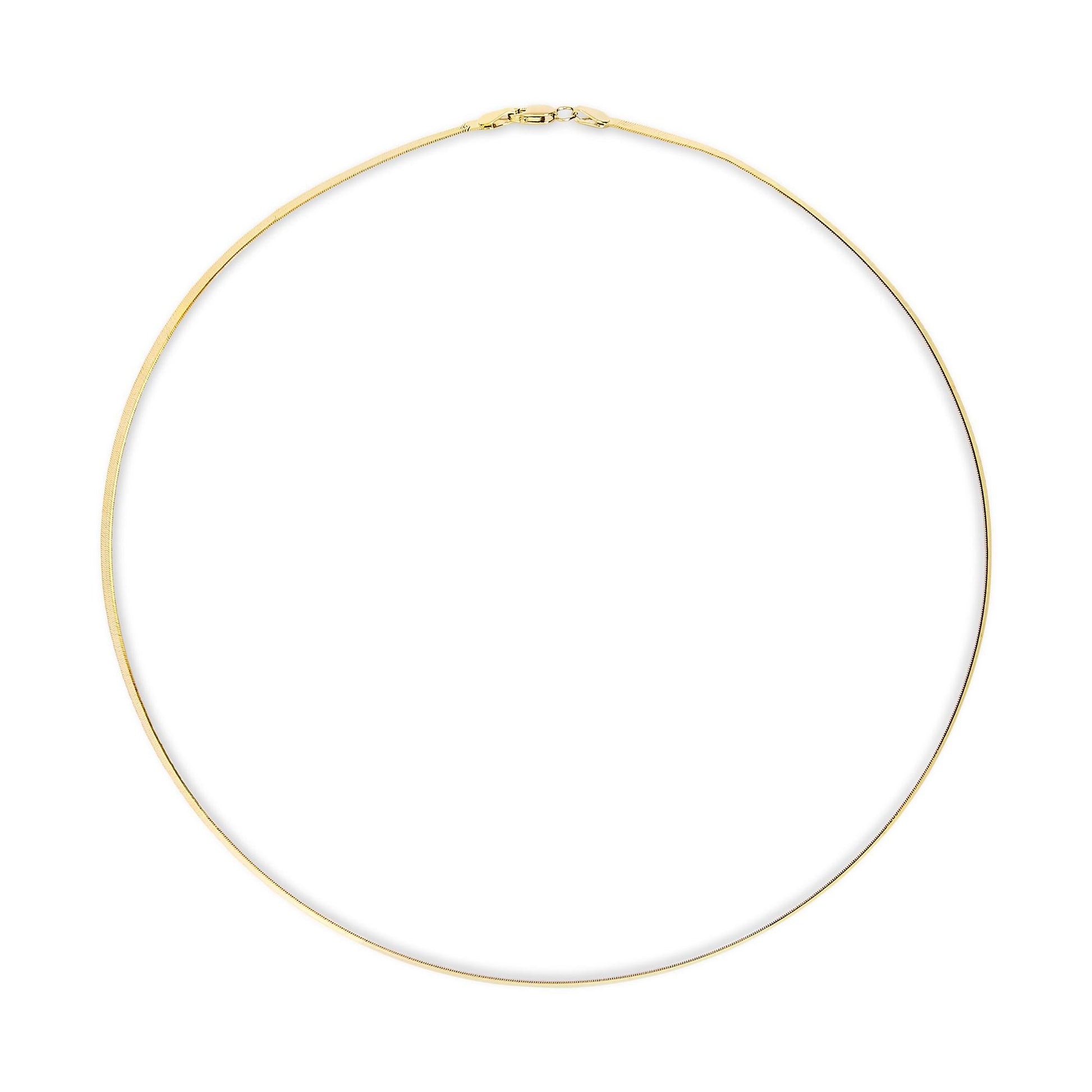 Unisex Solid 14K Gold 2.8mm Imperial Herringbone Chain Necklace-2