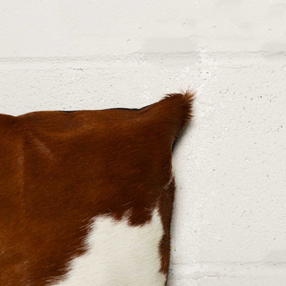 Set of Two 18" Brown And White Cowhide Throw Pillows-6