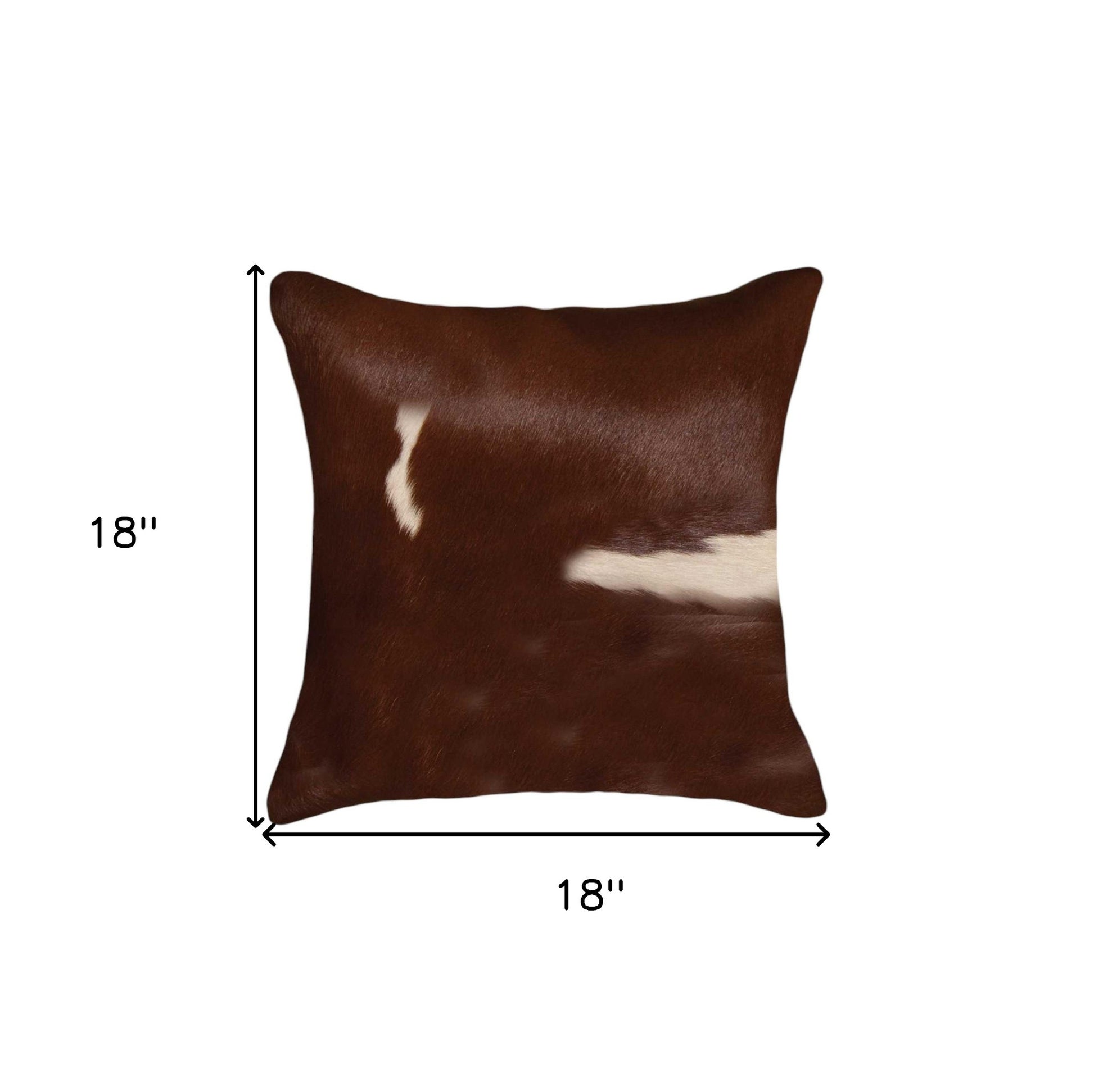 Set of Two 18" Brown And White Cowhide Throw Pillows-8