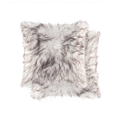 Set of Two 18" Brown And Off White Throw Pillows-0