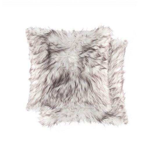 Set of Two 18" Brown And Off White Throw Pillows-0