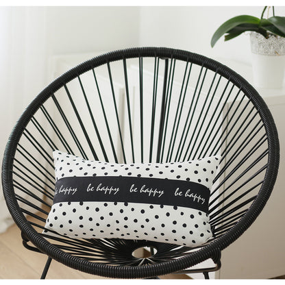 Be Happy Dots Decorative Rectangle Throw Pillow Cover-0