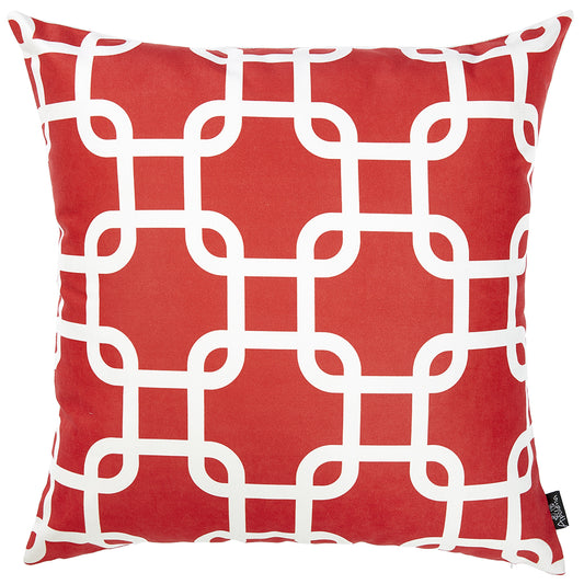 Red Lattice Decorative Throw Pillow Cover-0