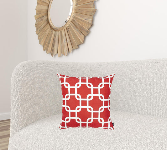 Red Lattice Decorative Throw Pillow Cover-1