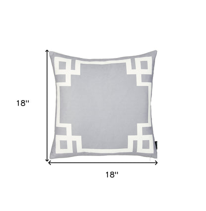 18" Light Grey And White Geometric Decorative Throw Pillow Cover-4