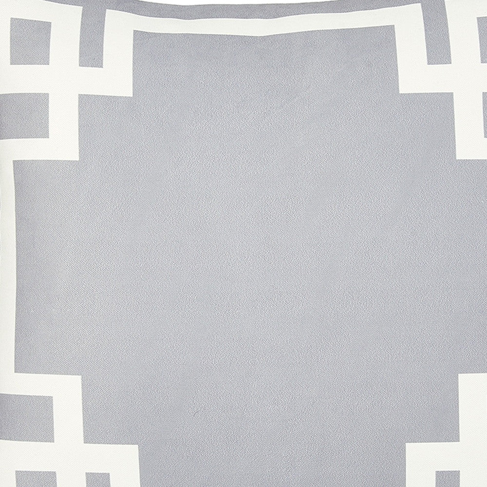 18" Light Grey And White Geometric Decorative Throw Pillow Cover-3