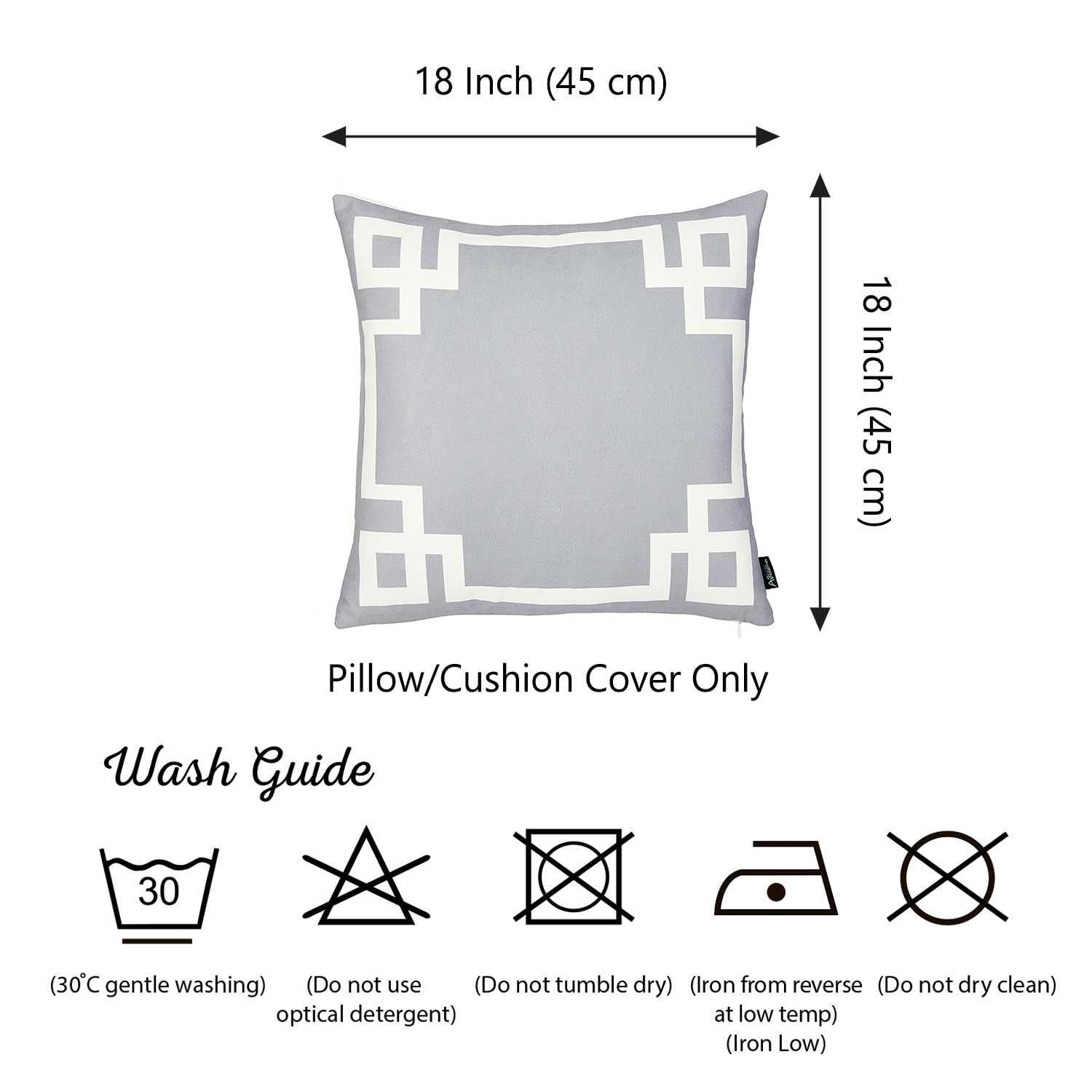 18" Light Grey And White Geometric Decorative Throw Pillow Cover-5