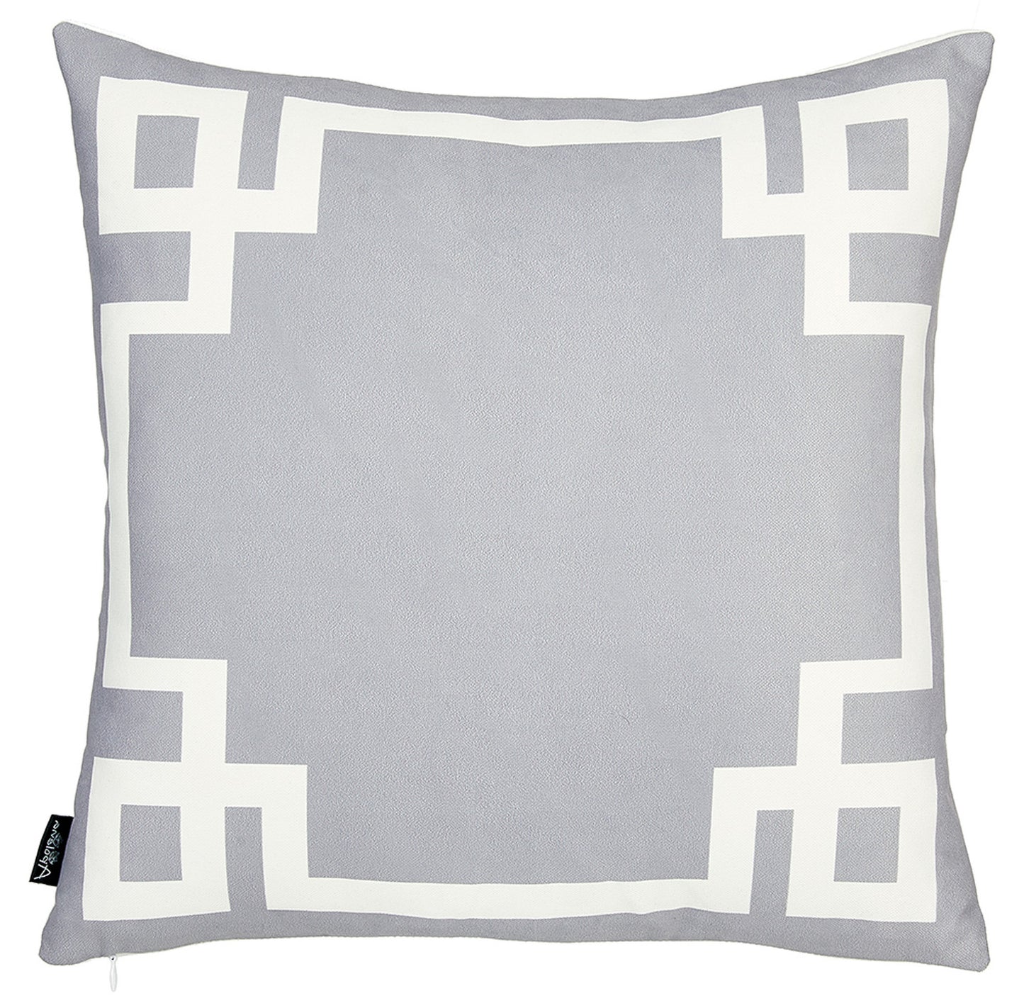 18" Light Grey And White Geometric Decorative Throw Pillow Cover-2