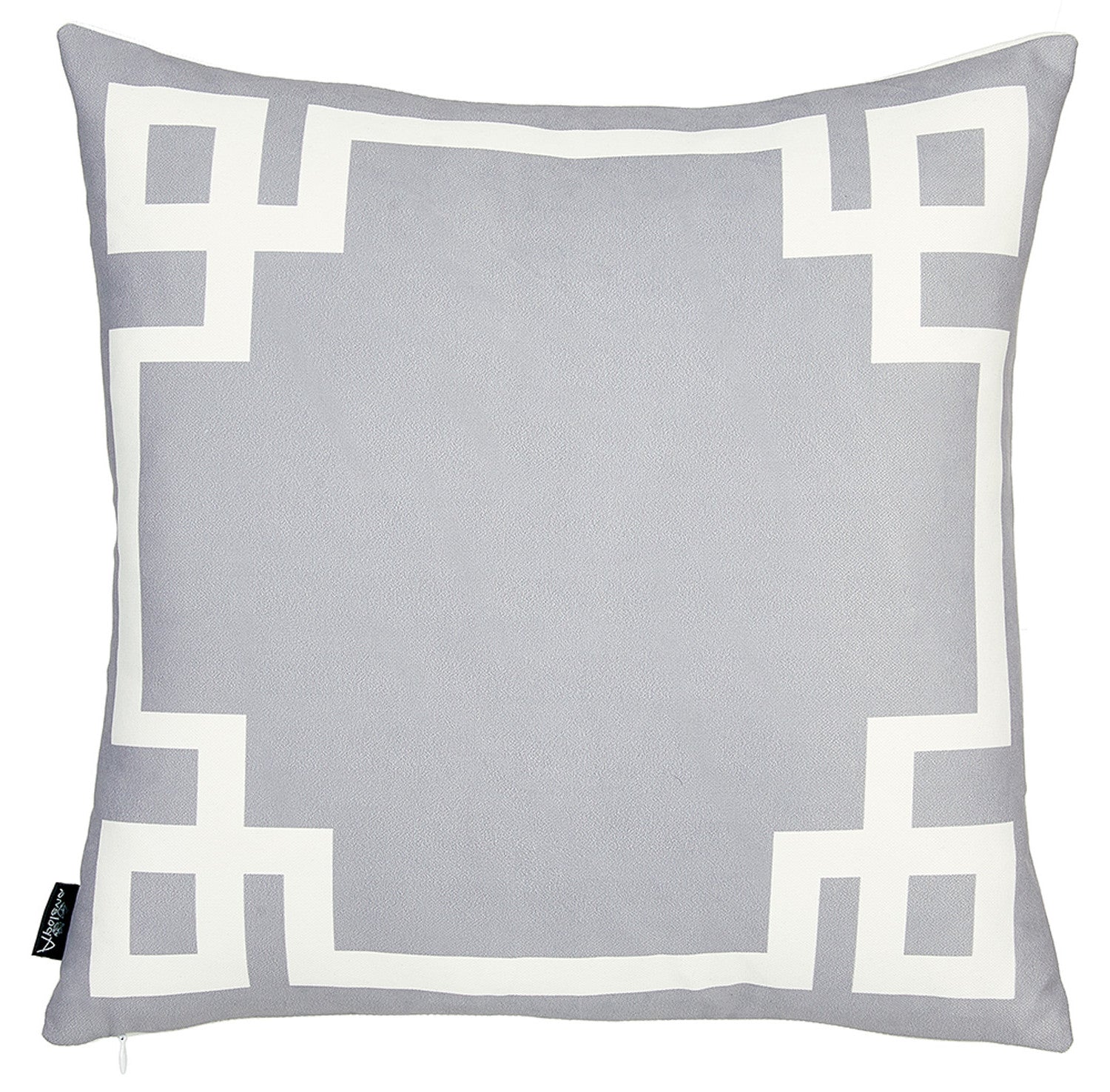 18" Light Grey And White Geometric Decorative Throw Pillow Cover-2