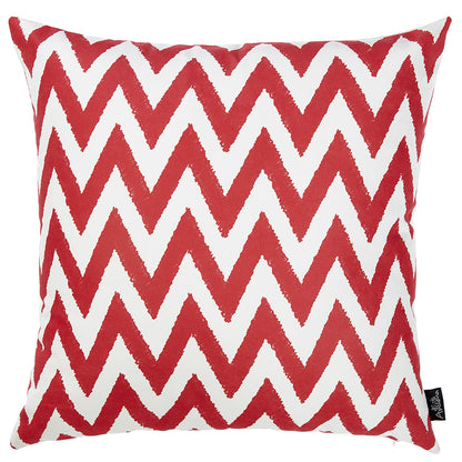 18"X18" Red Nautical Chevron Decorative Throw Pillow Cover Printed-0