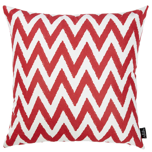 18"X18" Red Nautical Chevron Decorative Throw Pillow Cover Printed-0