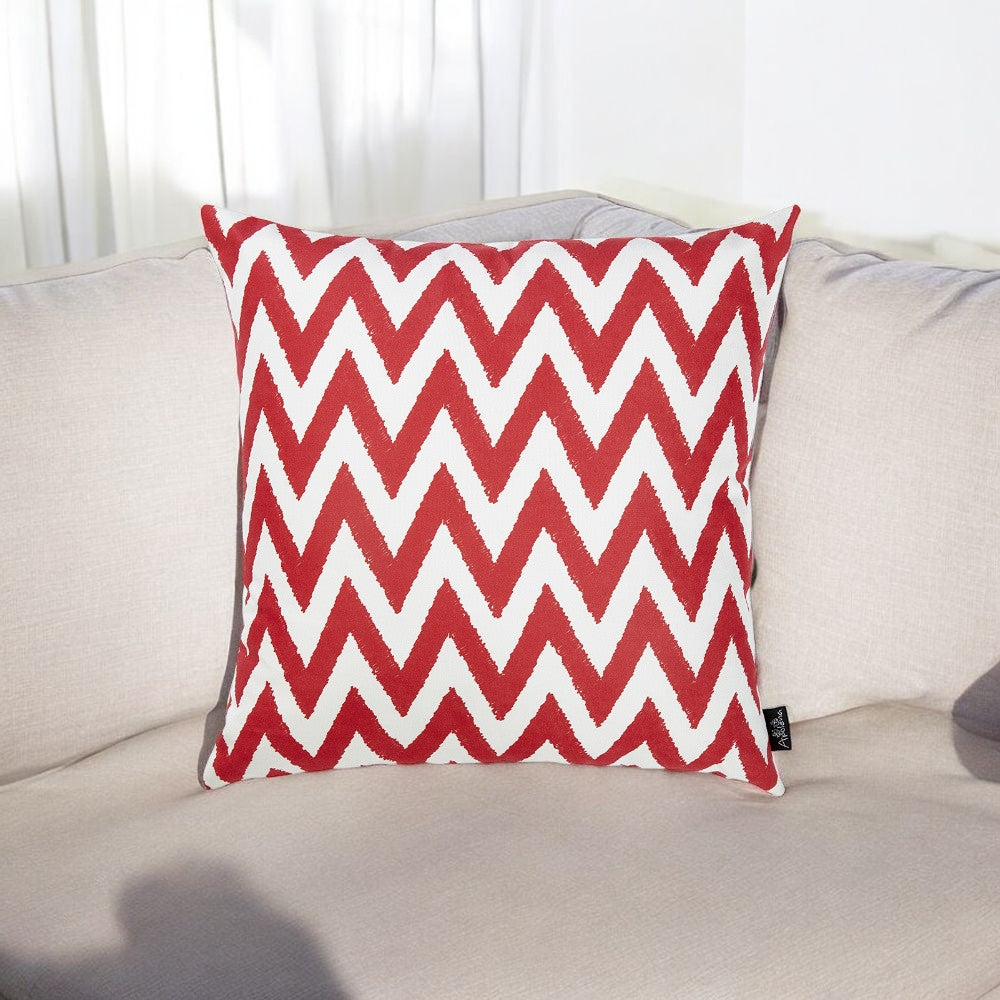 18"X18" Red Nautical Chevron Decorative Throw Pillow Cover Printed-3
