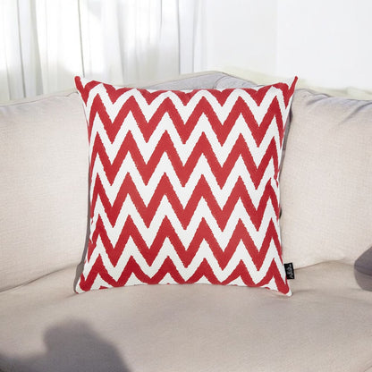 18"X18" Red Nautical Chevron Decorative Throw Pillow Cover Printed-3