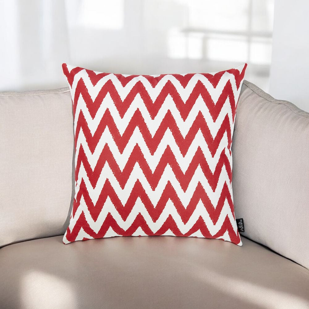18"X18" Red Nautical Chevron Decorative Throw Pillow Cover Printed-2