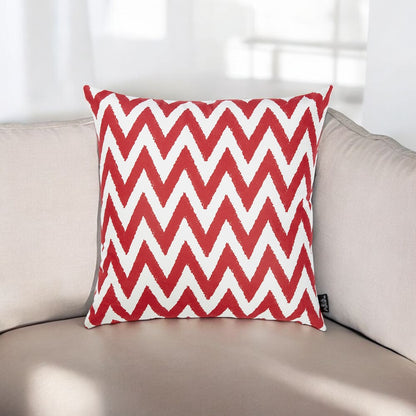 18"X18" Red Nautical Chevron Decorative Throw Pillow Cover Printed-2