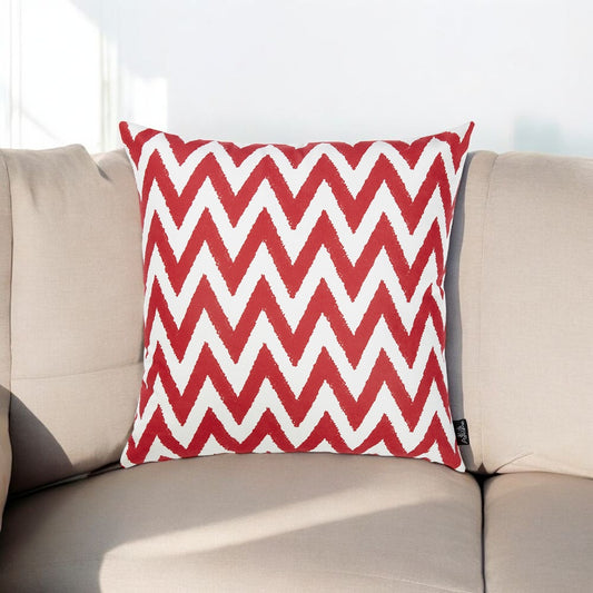 18"X18" Red Nautical Chevron Decorative Throw Pillow Cover Printed-1