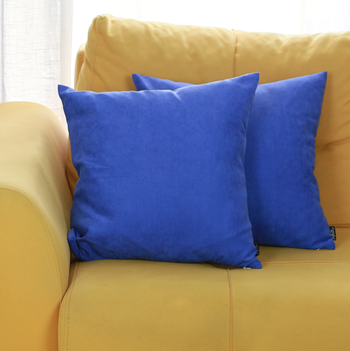 Set Of 2 Denim Blue Brushed Twill Decorative Throw Pillow Covers-1
