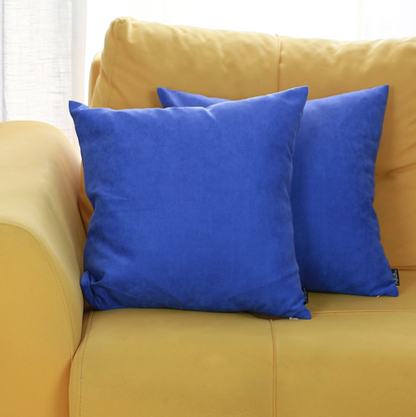 Set Of 2 Denim Blue Brushed Twill Decorative Throw Pillow Covers-1