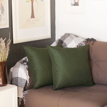 Set Of 2 Fern Green Brushed Twill Decorative Throw Pillow Covers-0
