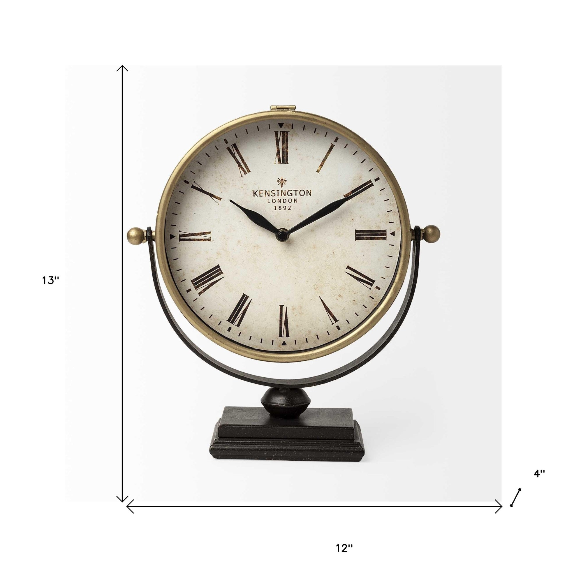 12" Round Gold Metal Wall Clock-4