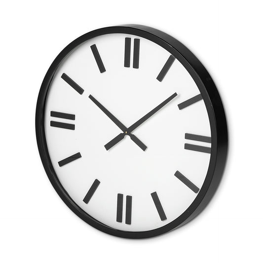 24" Round Large Modern Wall Clock With White Face And Non-Numarical Number-0